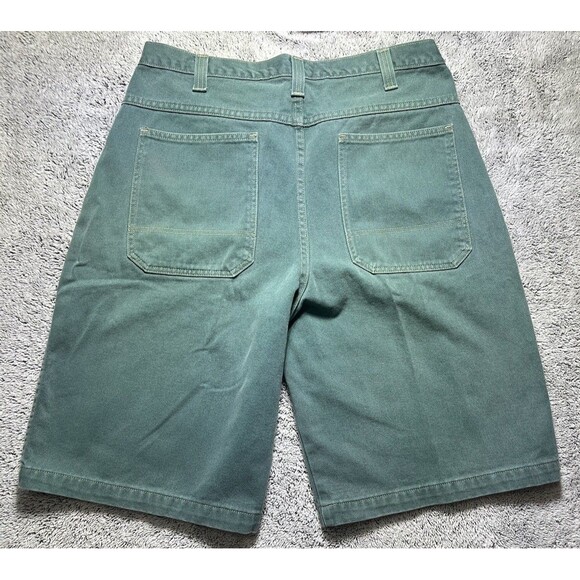 Vintage 90s Streetwear Mens 38 Faded Baggy Loose Denim Short Green Skater Grunge - Picture 14 of 14